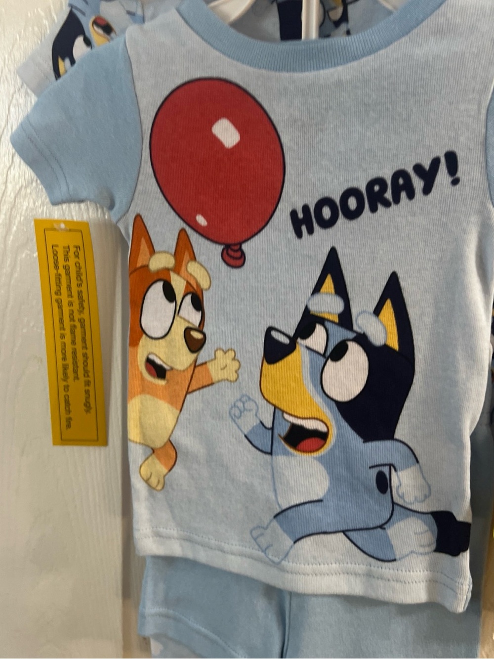 Light Blue Cartoon Dog 'Hooray!' Short Sleeve Kids Tee